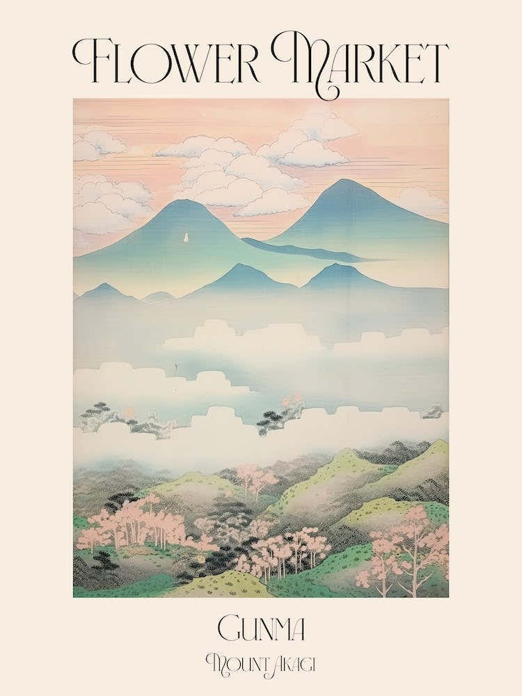 Flower Market Mount Akagi In Gunma Japanese Landscape 4 Poster