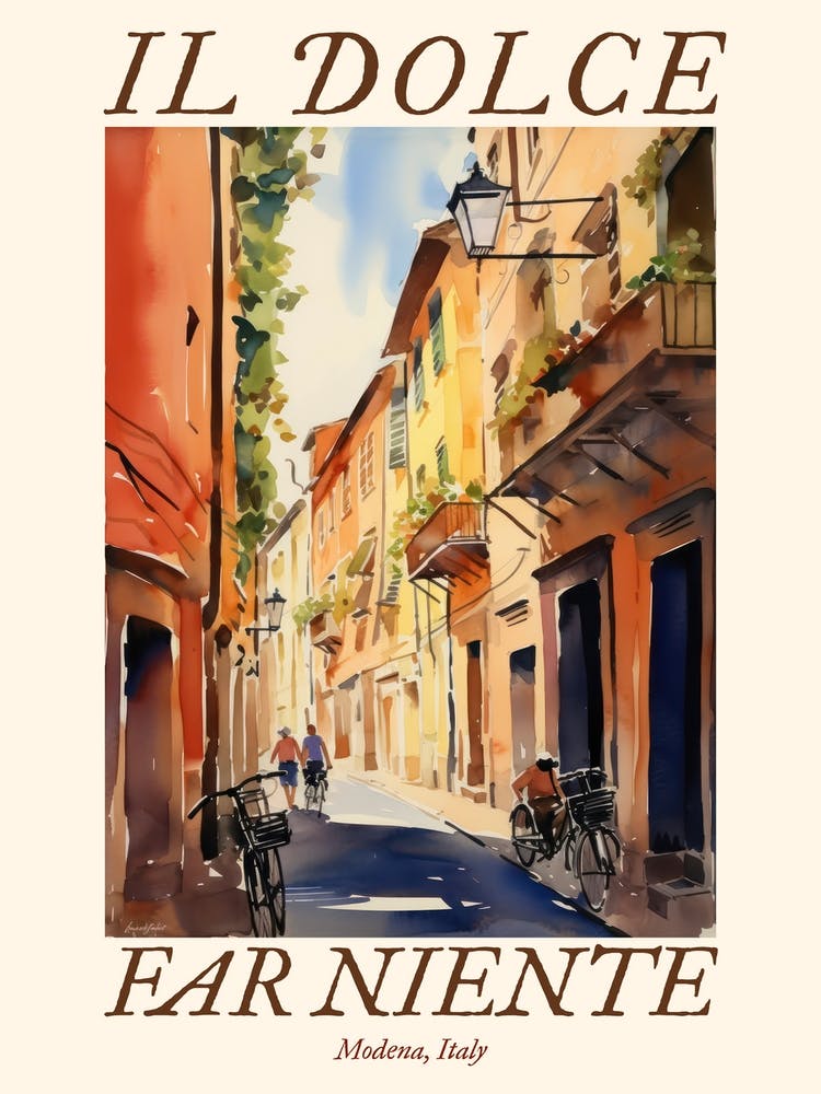 Il Dolce Far Niente Modena, Italie Rues À L'Aquarelle 2 Affiche
