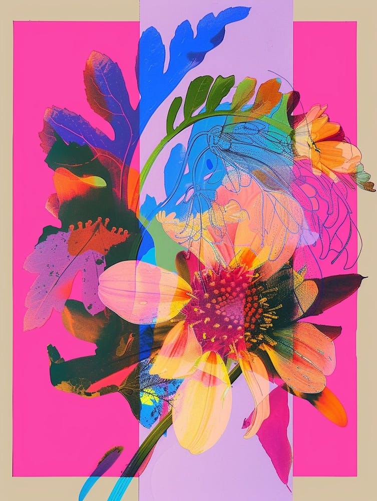 Cineraria 4 Neon Flower Collage