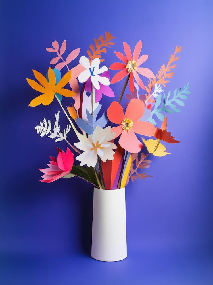 Paper Flowers In A Vase