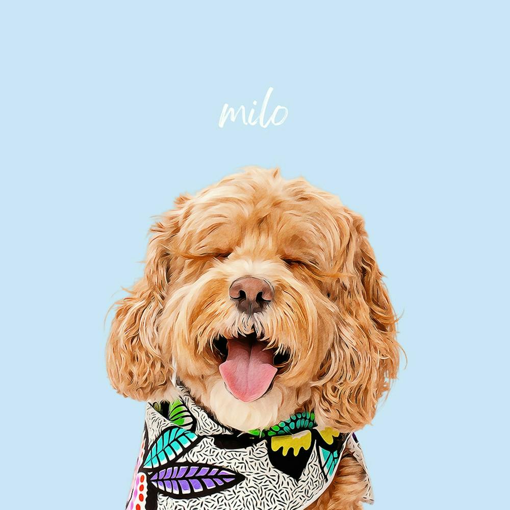 Custom Illustration, Personalised Portrait, Pets Pastel Background