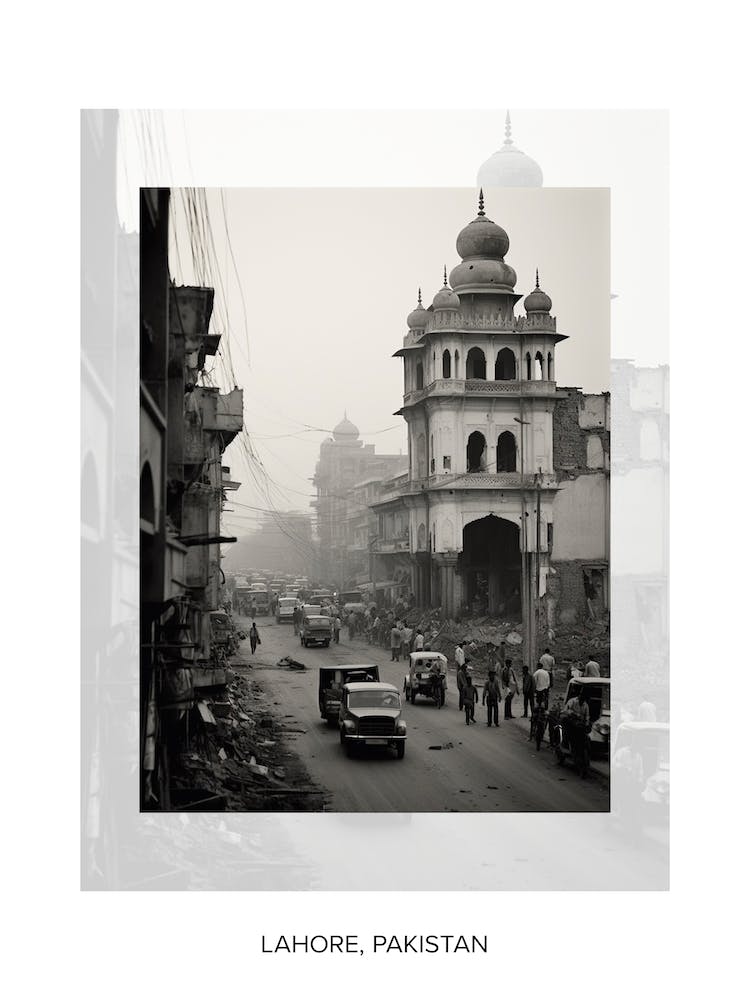 Poster Of Lahore, Pakistan, Black And White Old Photo 3