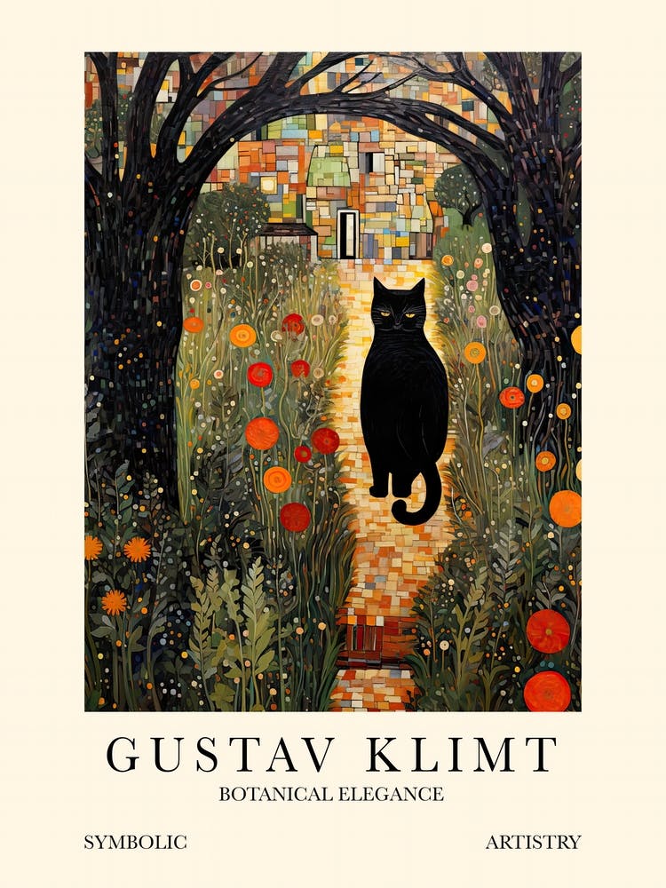 Gustav Klimt Cat Garden Poster