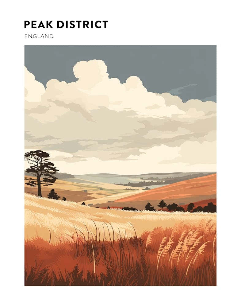 Peak District National Park England 1 Hiking Trail Landscape Poster