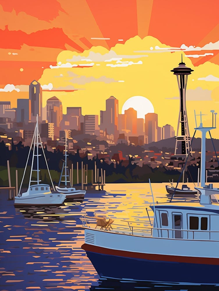 Seattle Washington Pop Art Rétro 3