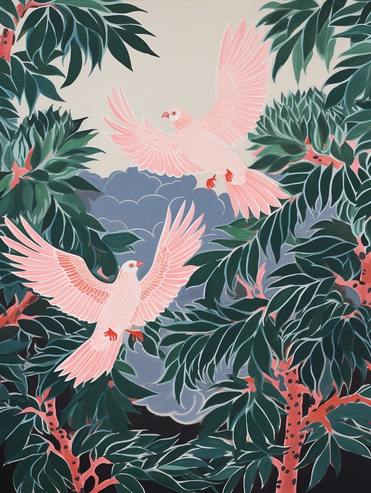 Vintage Japanese Inspired Bird Print Partridge 2