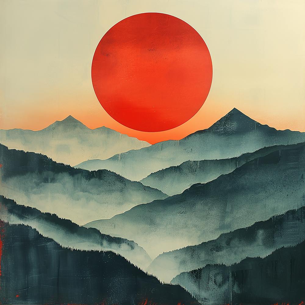 Sunrise Over The Foggy Mountains - abstract art, abstract painting  city wall art, colorful wall art, home decor, minimal art, modern wall art, wall art, wall decoration, wall print colourful wall art, decor wall art, digital art, digital art download, in