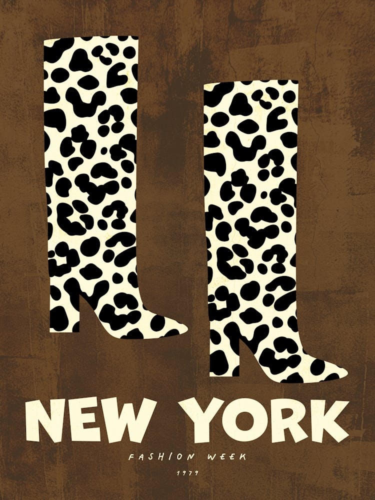 New York Fashion Week Brown Leopard Boots