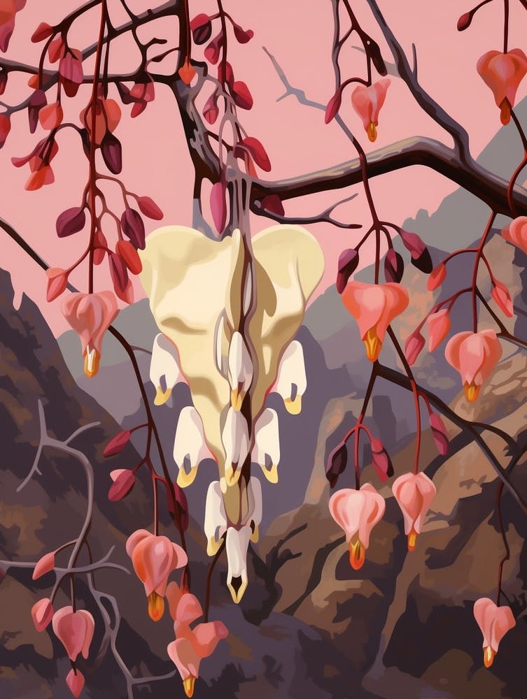 Bleeding Heart Dicentra 4 Flower Painting