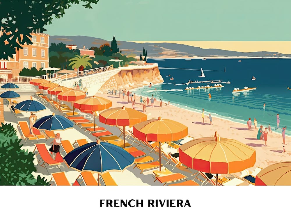 French Riviera Vintage Travel Poster Landscape 8