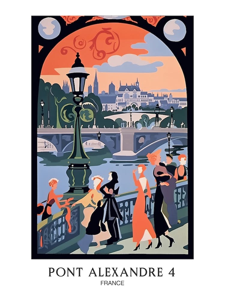 Pont Alexandre Iii, France Colourful 2 Travel Poster
