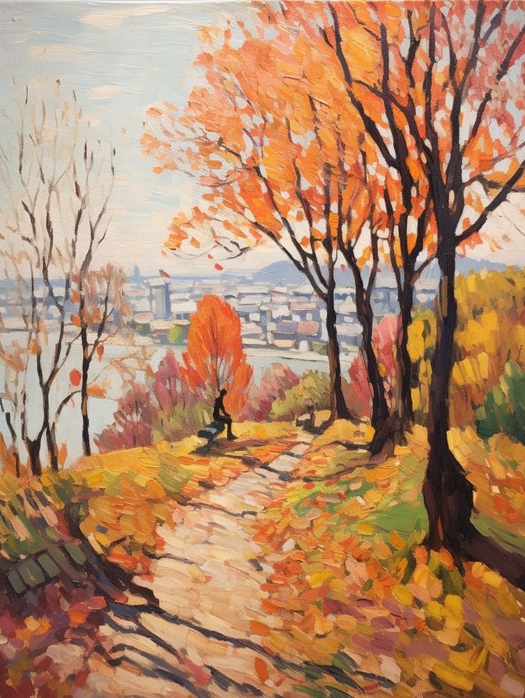 Autumn City Park Painting Kalemegdan Park Belgrade Serbia 4