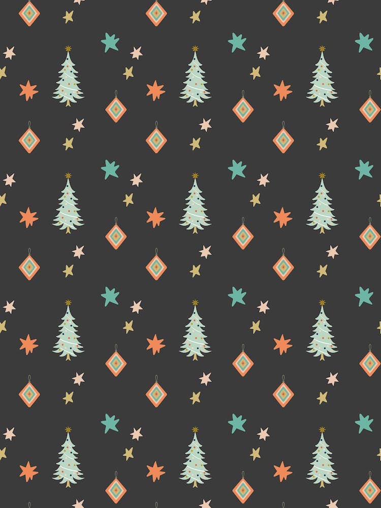 Christmas Tree Repeat Charcoal