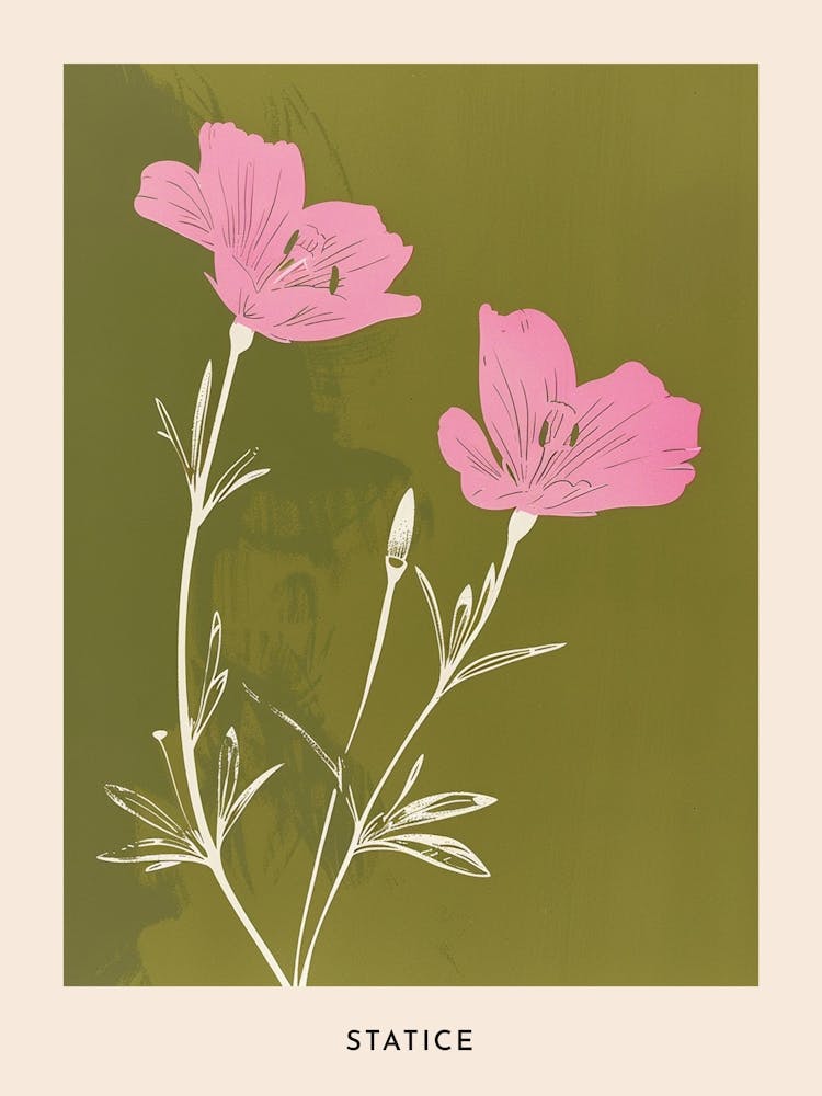Pink & Green Statice 1 Flower Poster