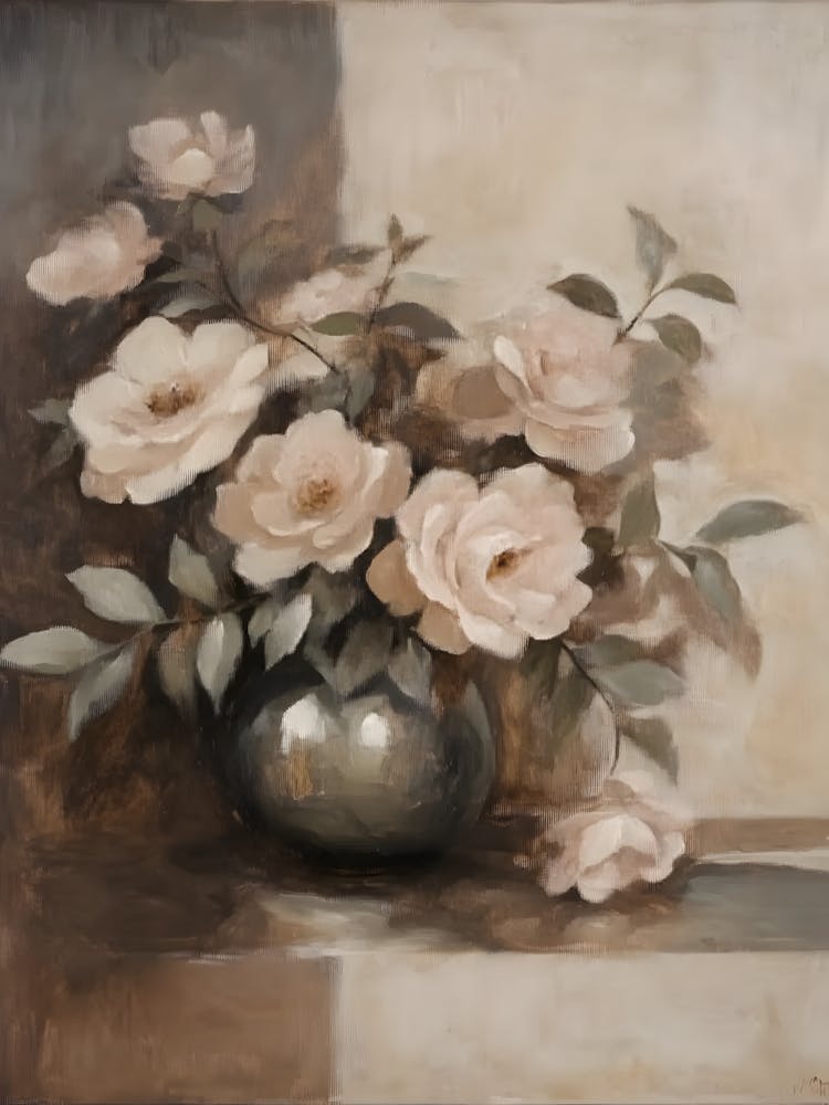 Vintage Flower Roses In A Vase 12