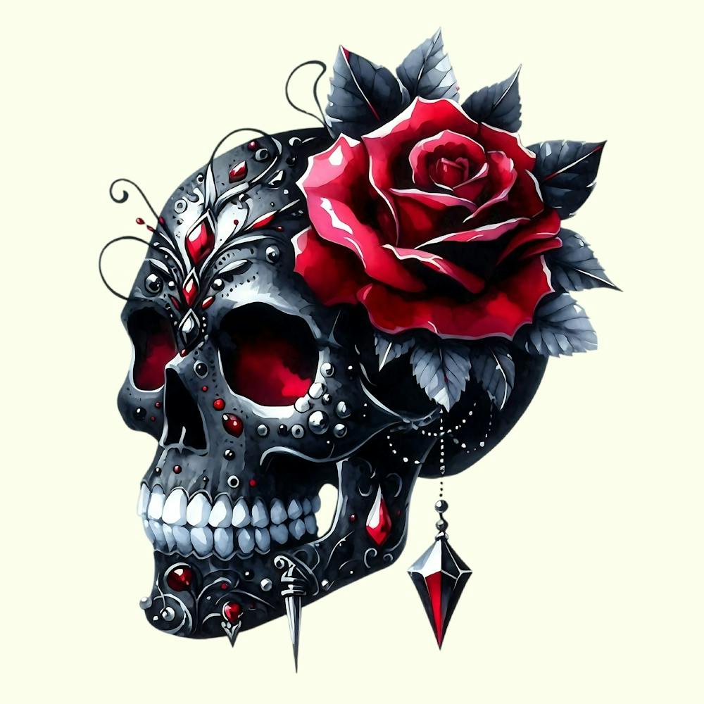 Gothic Skull With Roses
