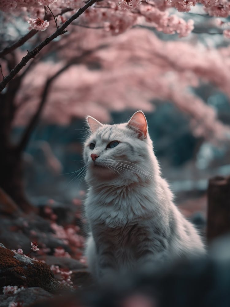 Cat In Cherry Blossoms 8