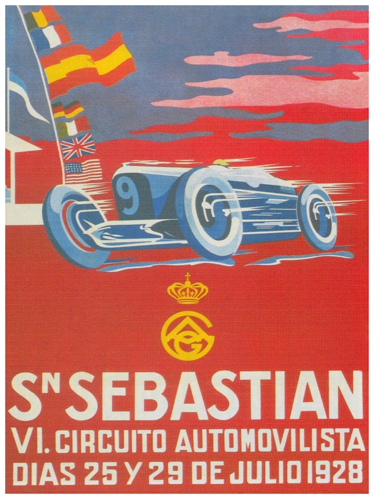 San Sebastián Spain Vintage Car Race Poster