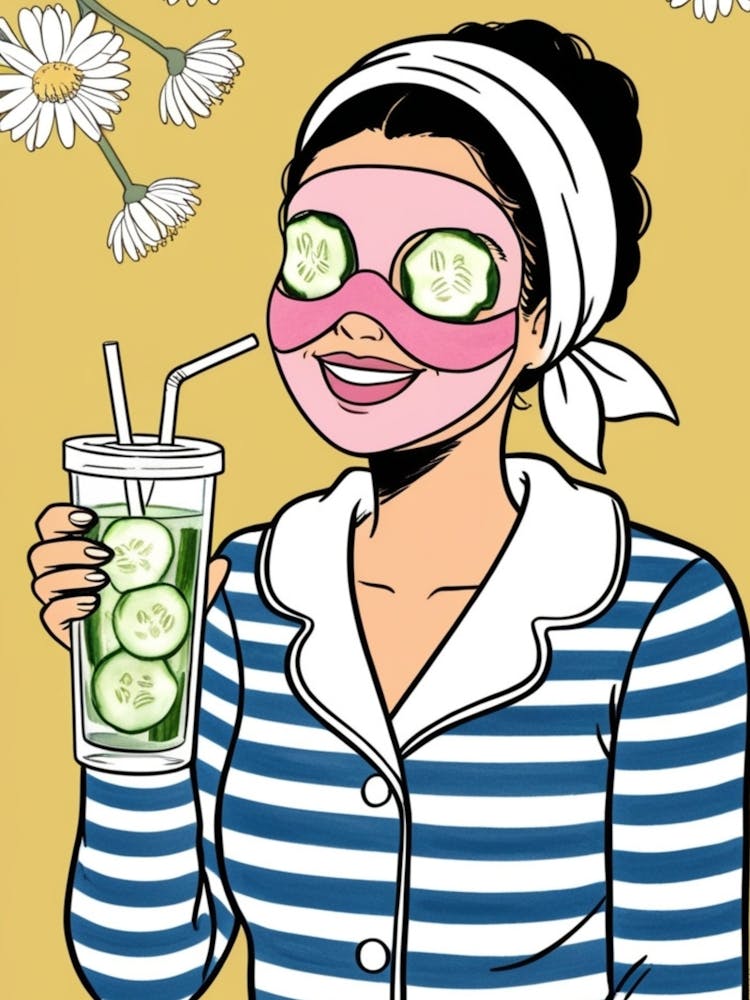 Woman Drinking Cucumber Juice
