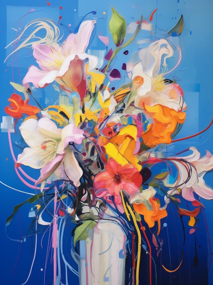 Abstract Flower Painting Larkspur 1