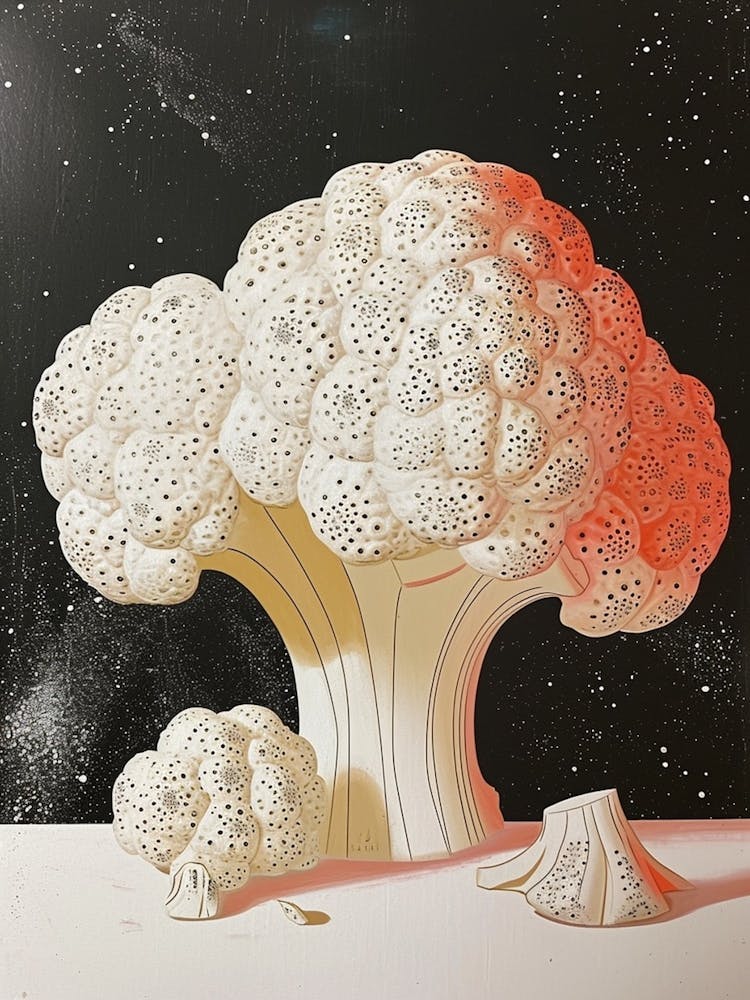 Abstract Cauliflower Art Deco Bouquet Print 1