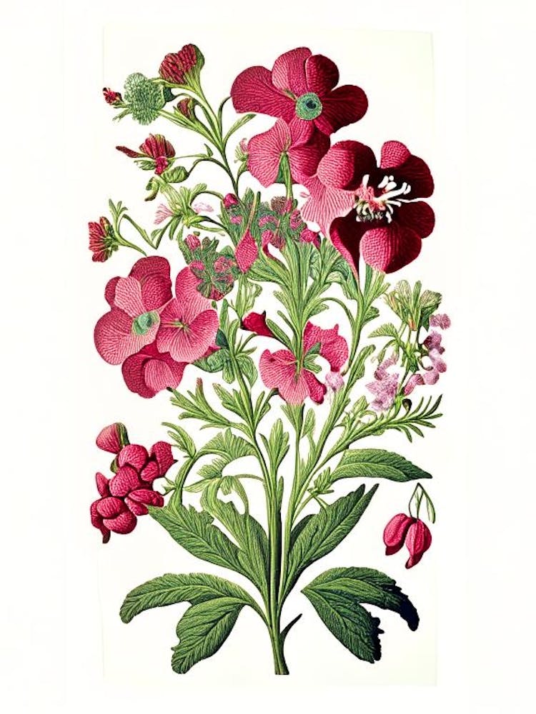 Sweet William 2 Floral Botanical Vintage Poster Flower