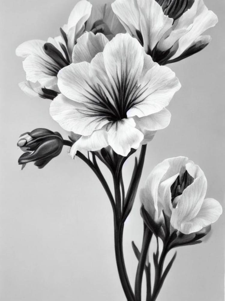 Snapdragons B&W Pencil 3 Flower