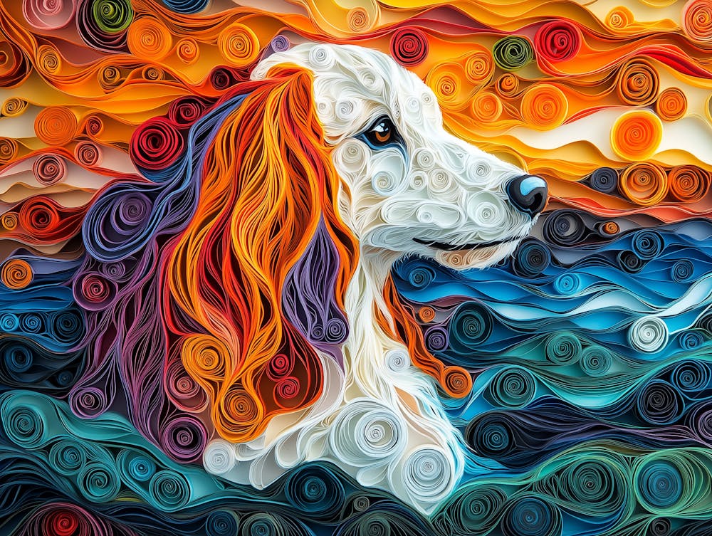 Afghan Hound Paper Quilling Dog Portrait II