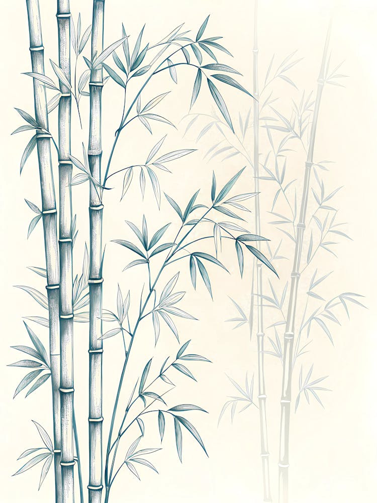 Minimalist Ink Sketch Of Bamboo Stalks In Varyin