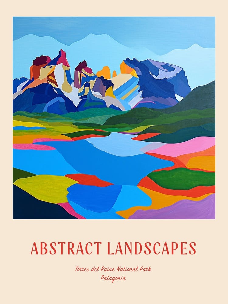 Farbenfrohes Abstraktes Torres Del Paine Nationalpark Patagonien 4 Poster