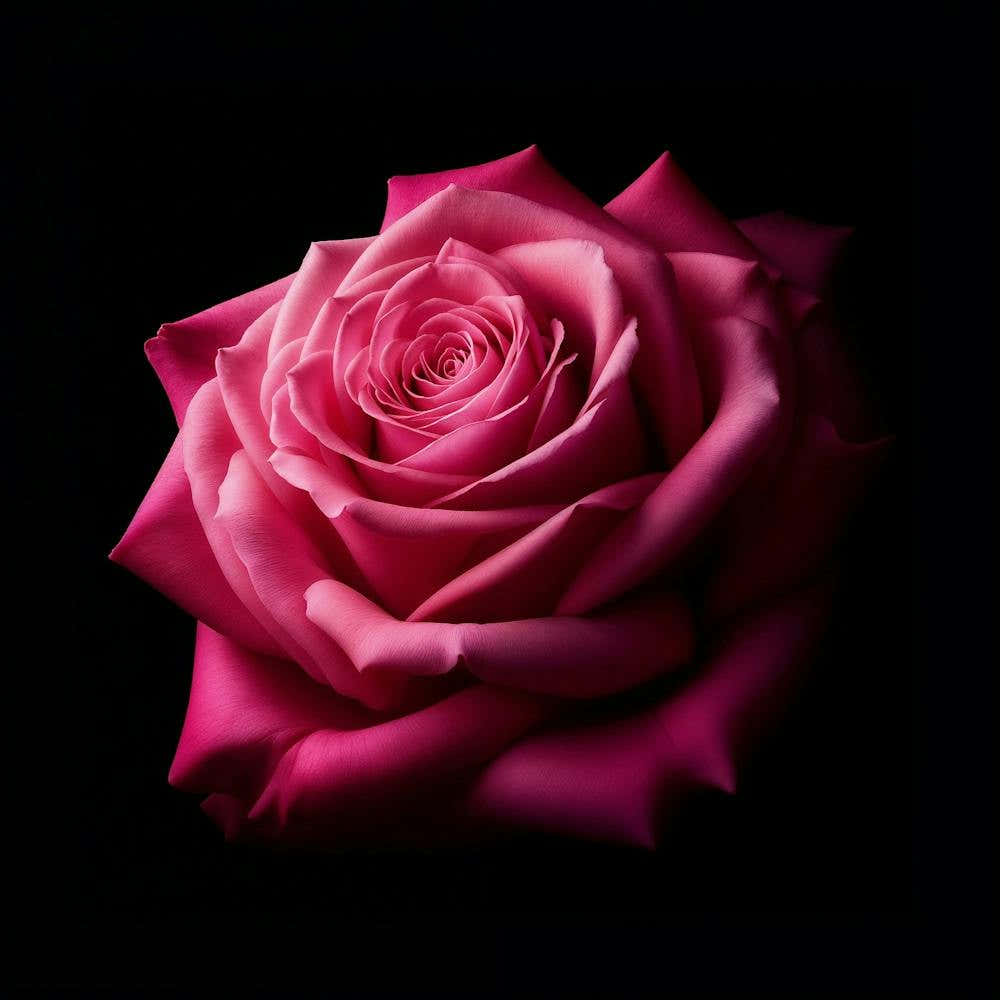Pink Rose On Black Background 1
