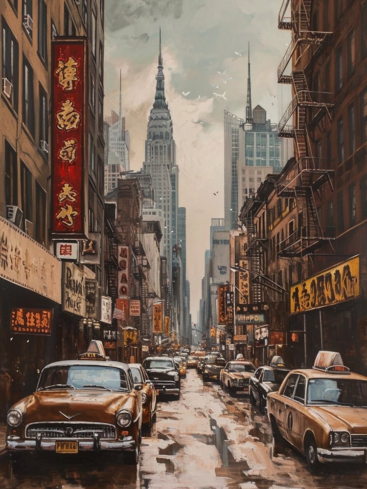 New York China Town Cityscape