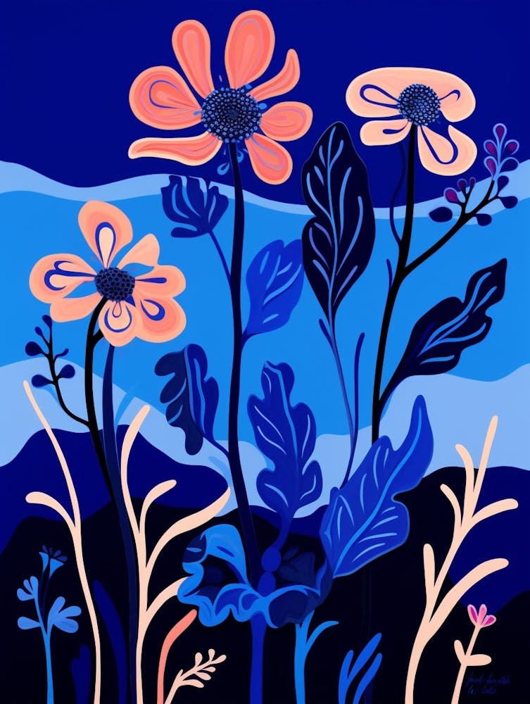 Blue Flower Illustration Kangaroo Paw 2