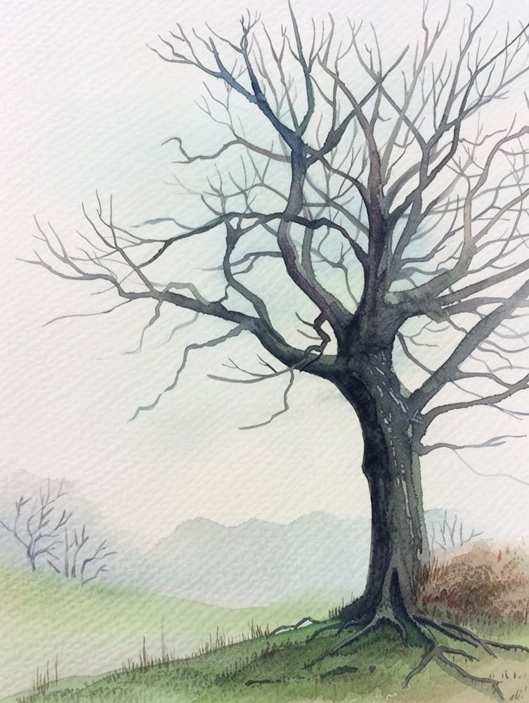 Ebony Tree Atmospheric Watercolour Painting 3