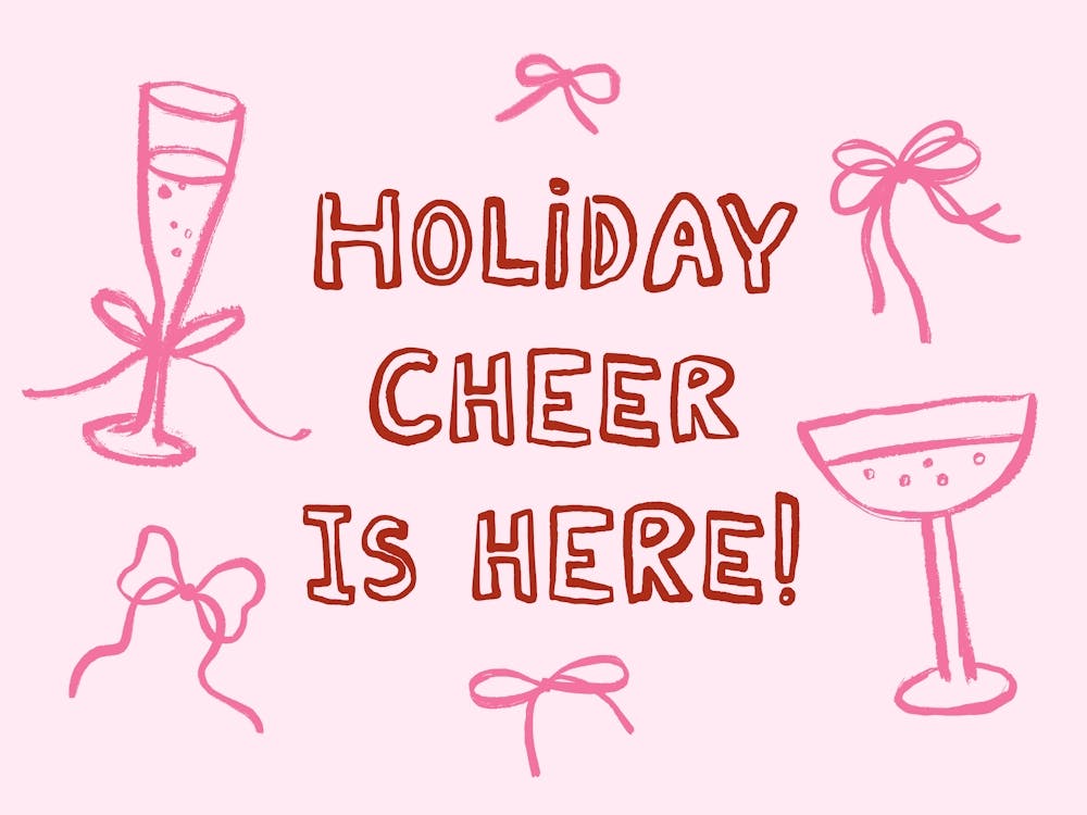 Holiday Cheer Is Here. Whimsical Pink Christmas Typography