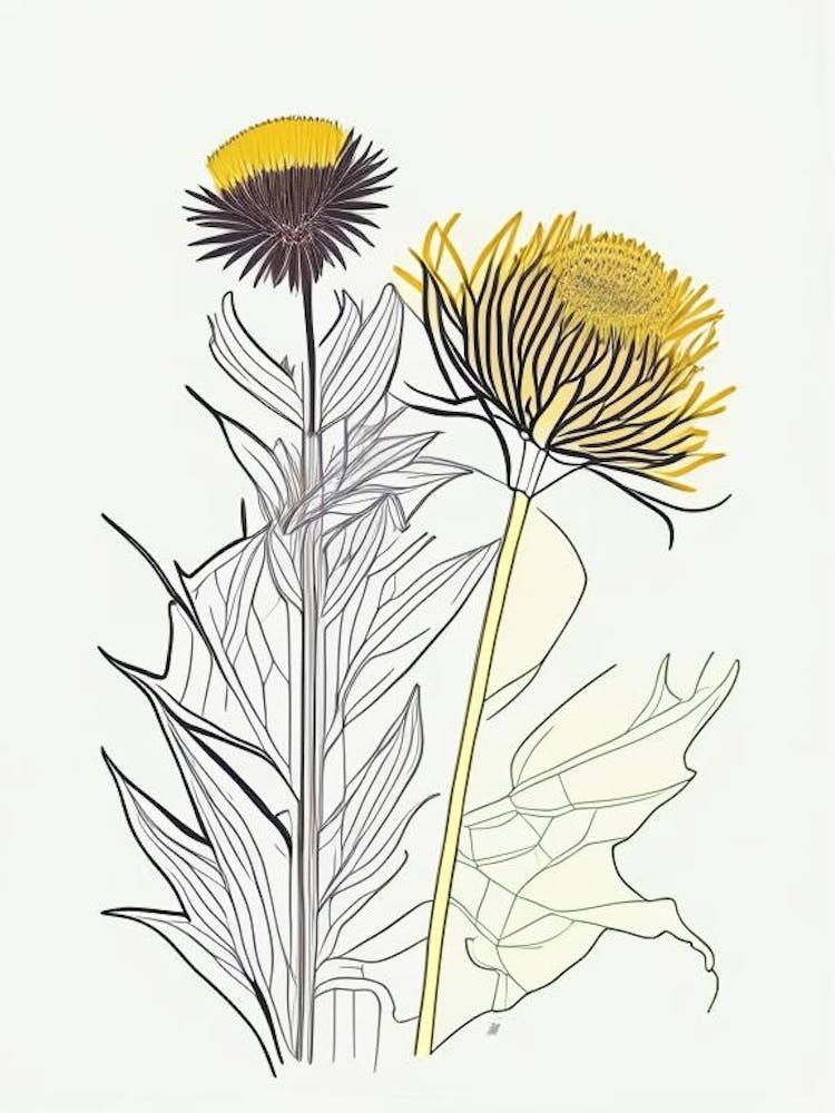 Elecampane Spices And Herbs Minimal Line Drawing 1