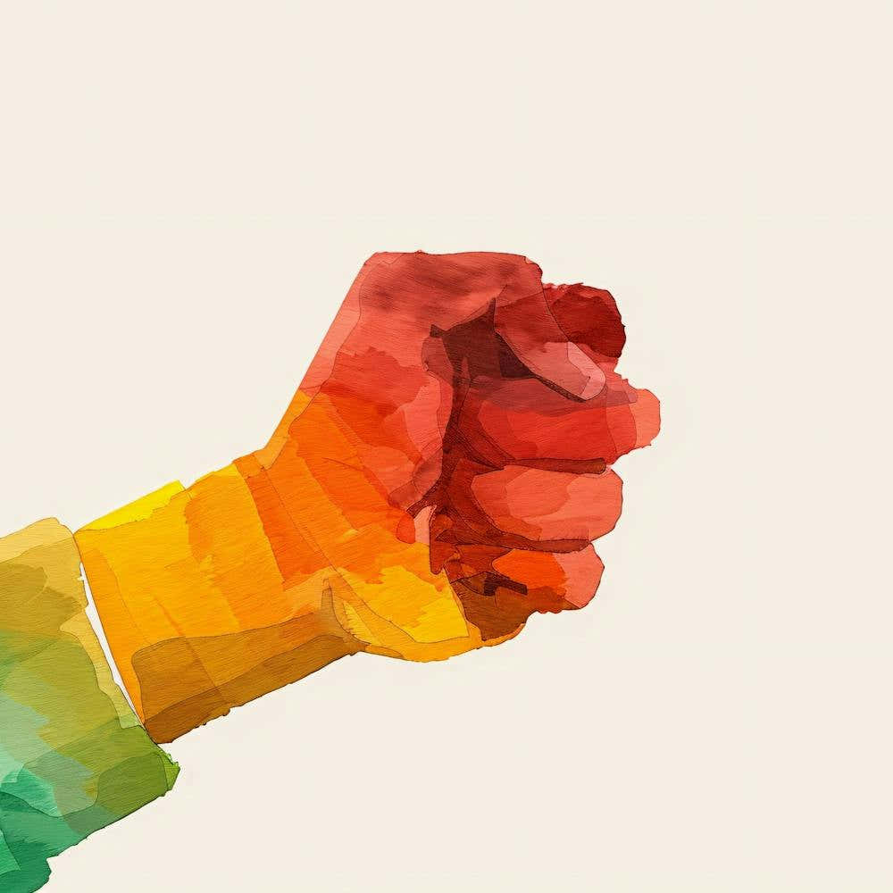 Rainbow Pride Fist Illustration