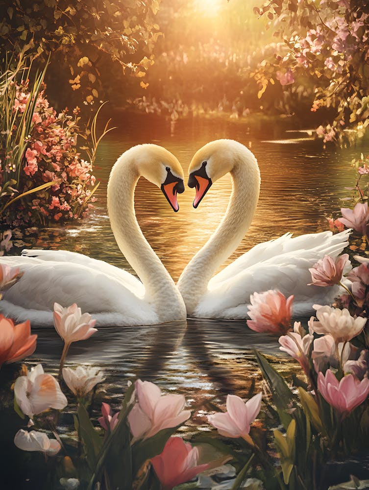 Amazing Swan Couple in the Lake 16