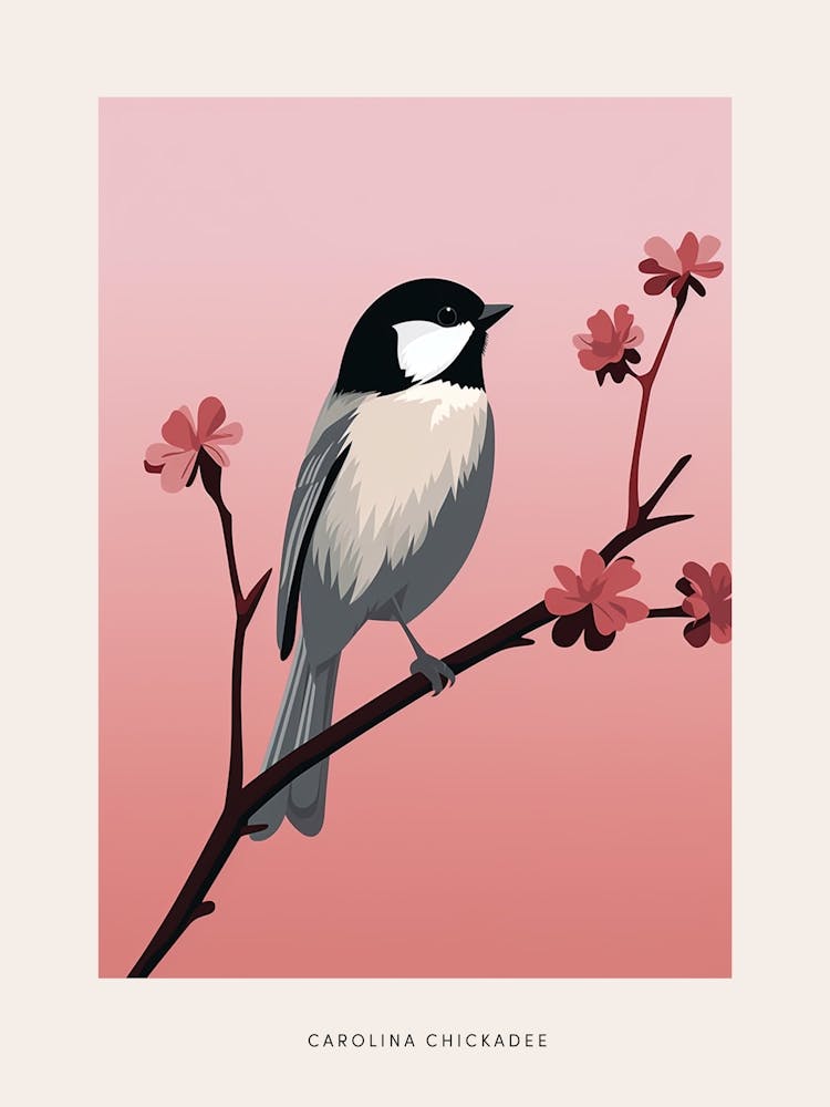Minimalist Carolina Chickadee 2 Bird Poster