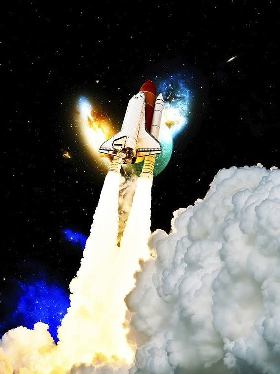 Space shuttle, Mars - liftoff — space poster, space art, photo poster, space collage