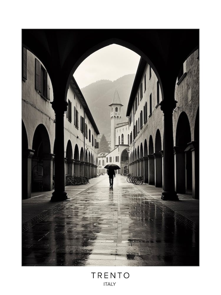 Poster Of Trento, Italy, Black And White Analogue Photography 2