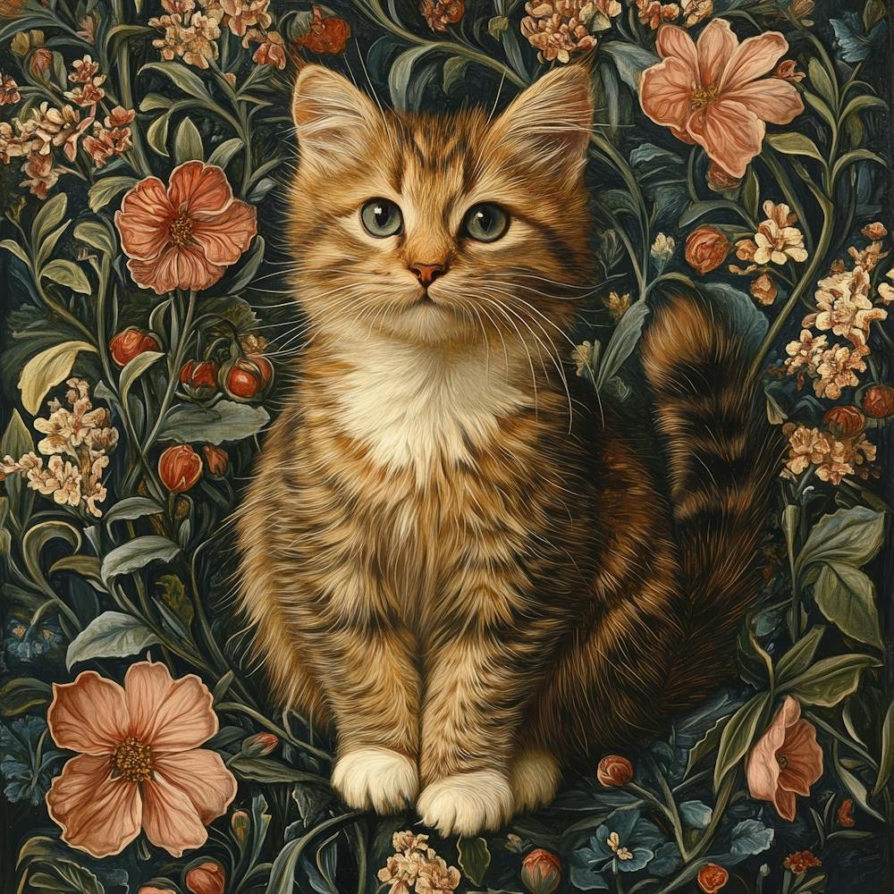 Cat In Flowers Art 2