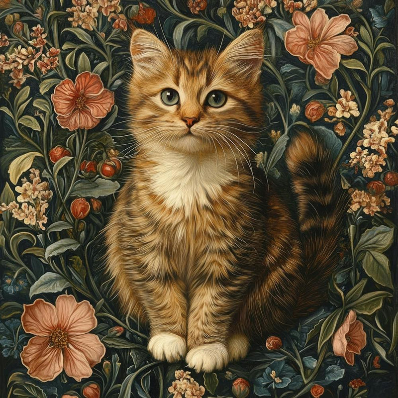 Cat In Flowers Art 2