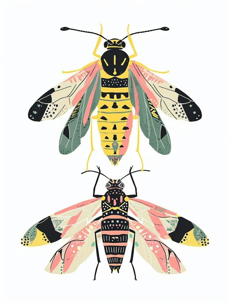 Colourful Insect Illustration Yellowjacket 3