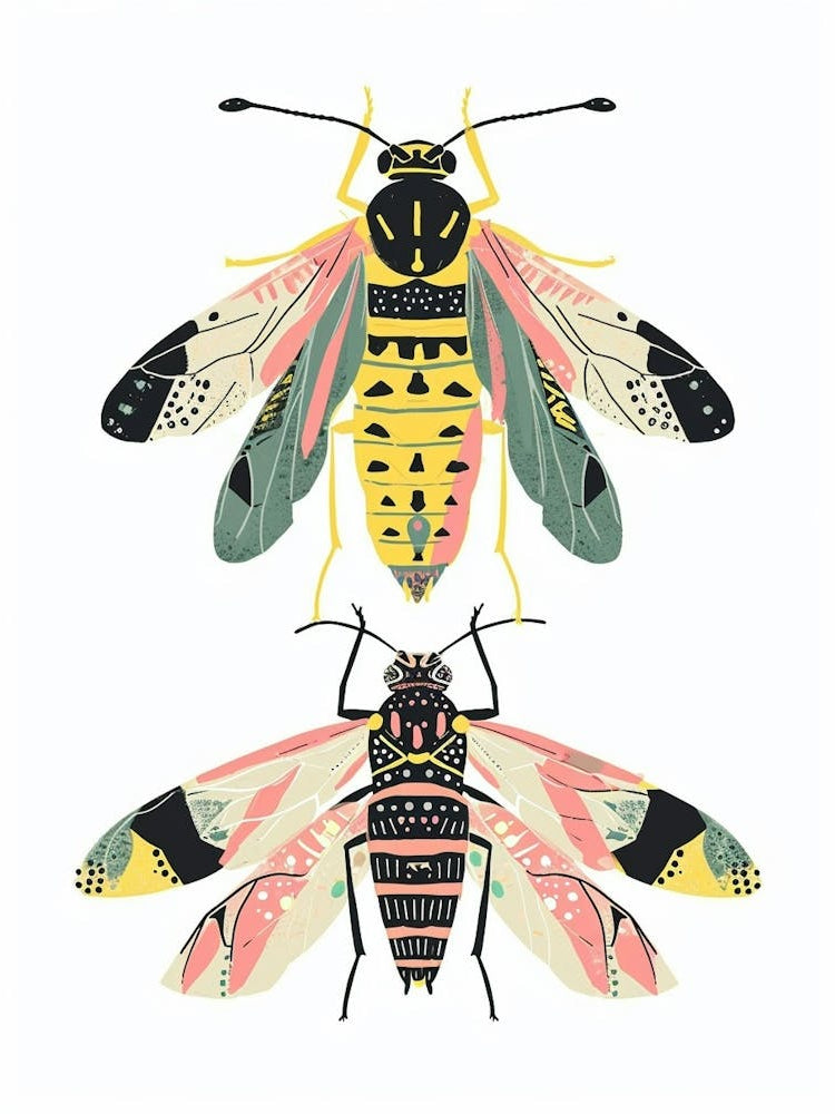 Colourful Insect Illustration Yellowjacket 3