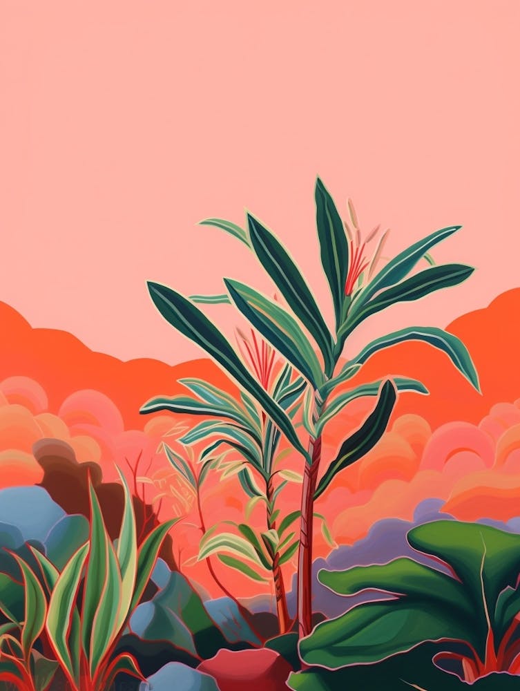 Boho Pflanzenmalerei Rotrandige Dracaena 1