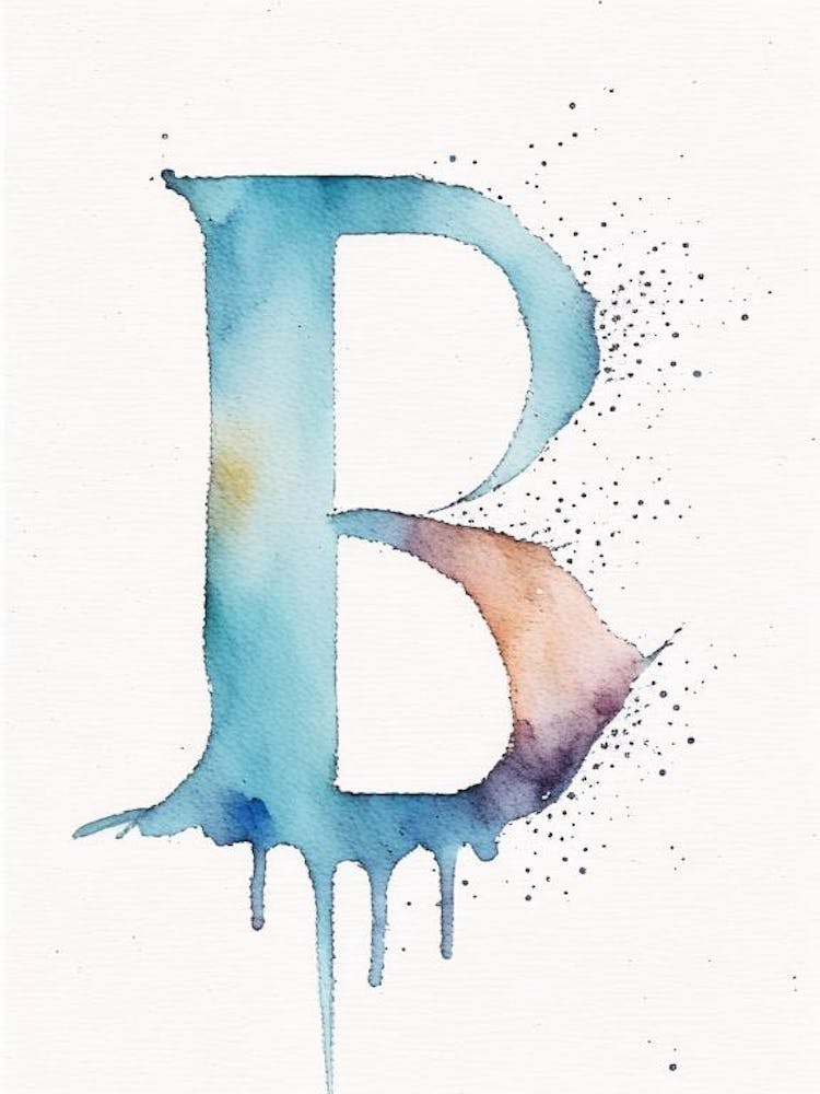 B, Letter, Alphabet Minimalist Watercolour 8