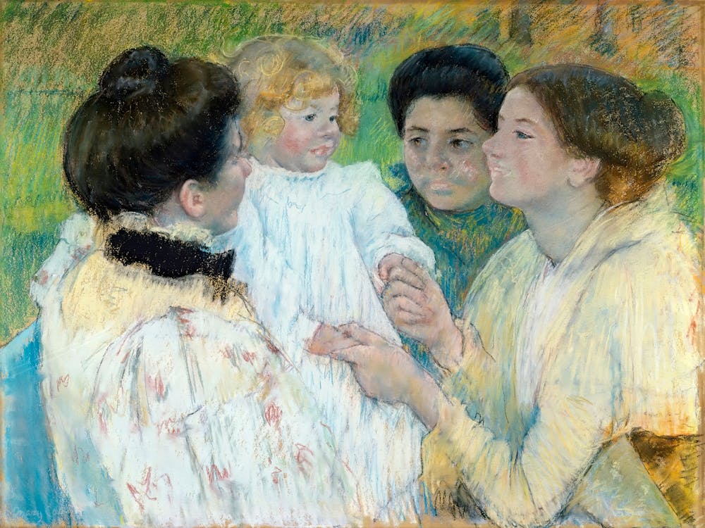 Women Admiring A Child (1897), Mary Cassatt