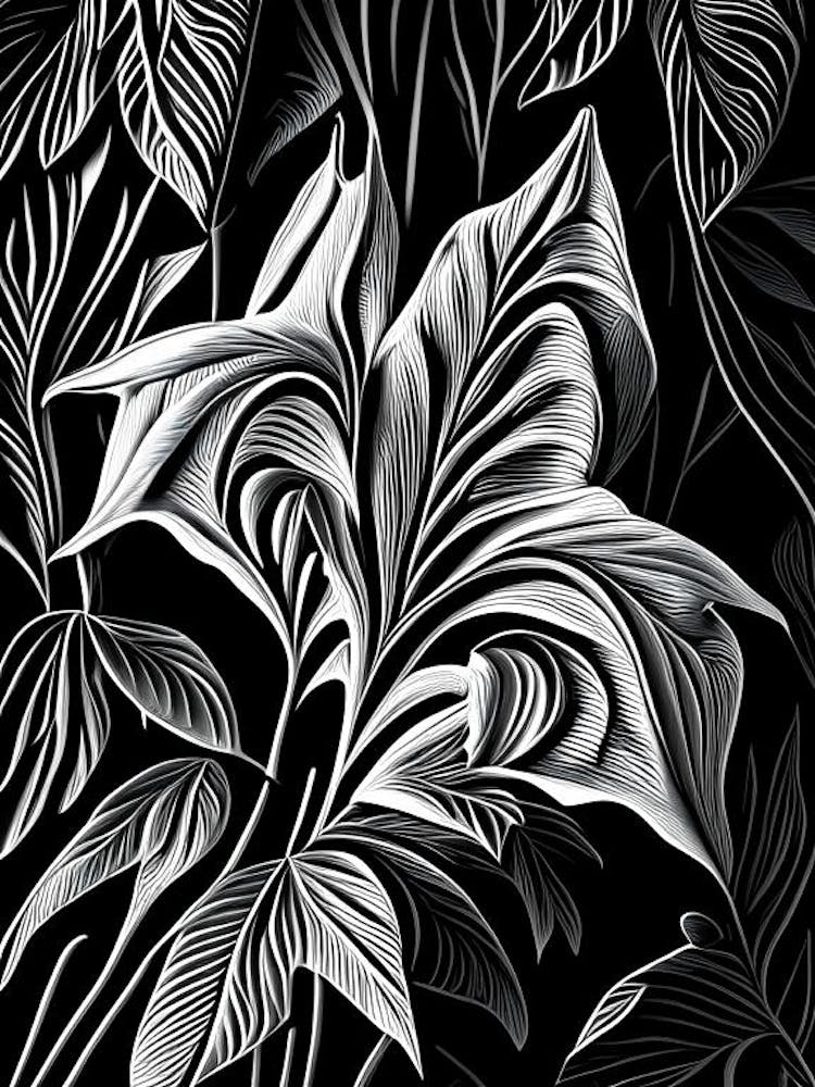 Cardamom Leaf Linocut 2