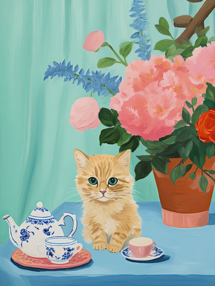 Animals Having Tea   Cat Kittens 3